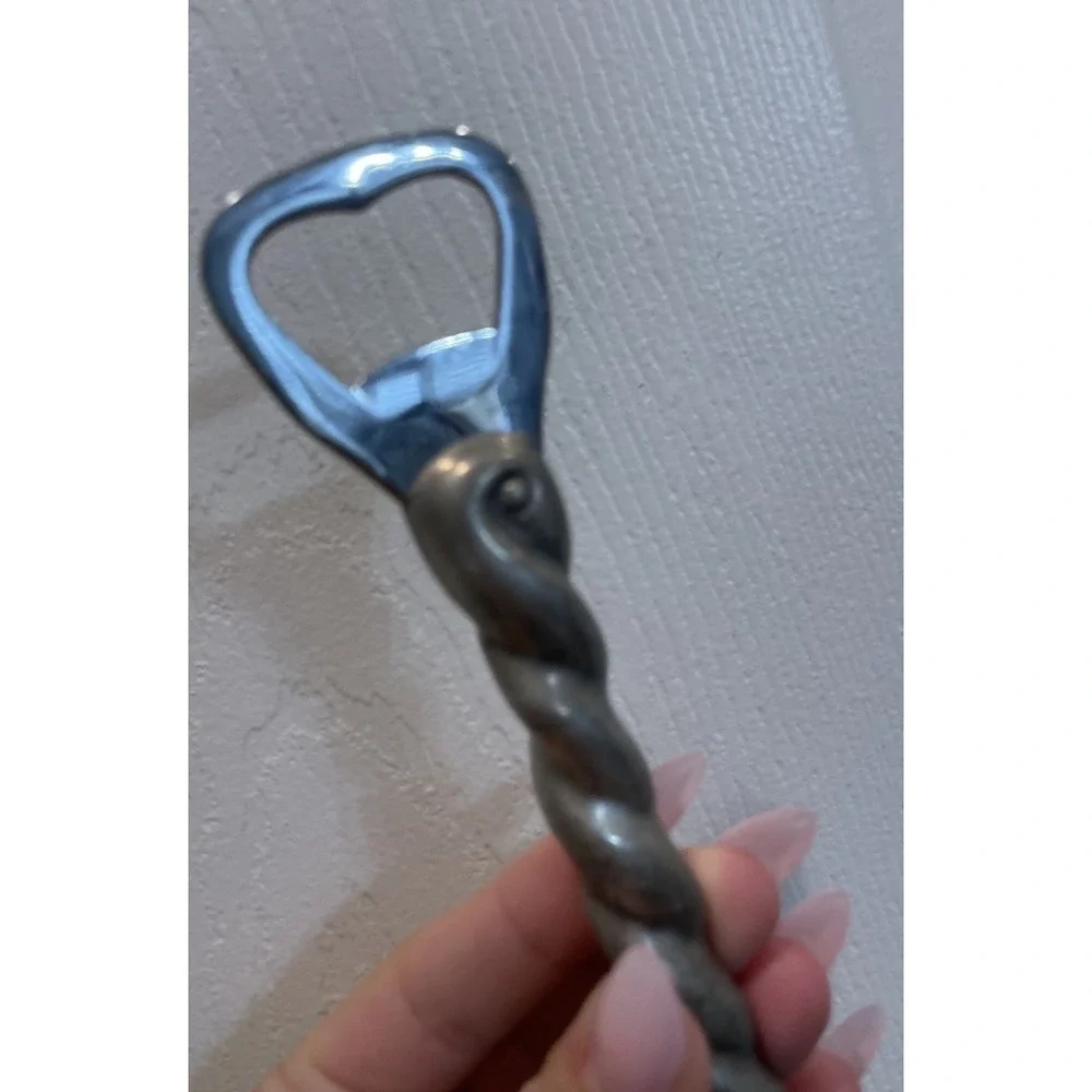 Vintage Twist Railroad Bottle Opener Silver Color Metalware Collectible MCM